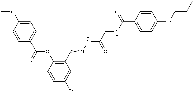 4-BR-2-(2-(((4-PROPOXYBENZOYL)AMINO)AC)CARBOHYDRAZONOYL)PHENYL 4-METHOXYBENZOATE Struktur