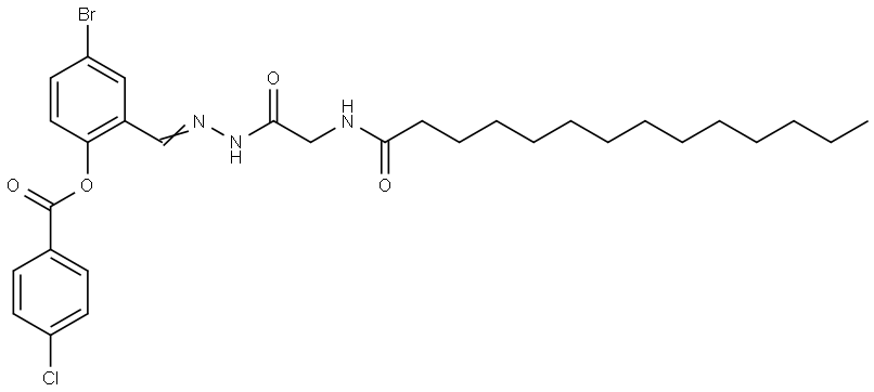 4-BR-2-(2-((TETRADECANOYLAMINO)ACETYL)CARBOHYDRAZONOYL)PHENYL 4-CHLOROBENZOATE Struktur