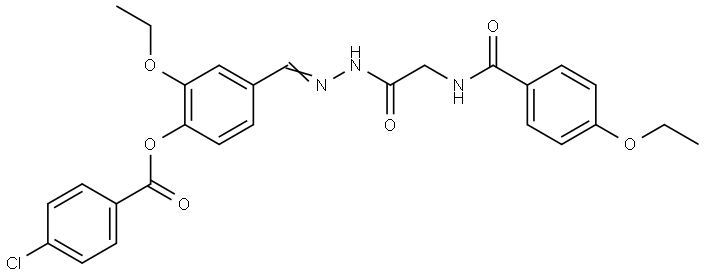 2-ETHOXY-4-(2-(((4-ETHOXYBENZOYL)AMINO)AC)CARBOHYDRAZONOYL)PH 4-CHLOROBENZOATE Struktur