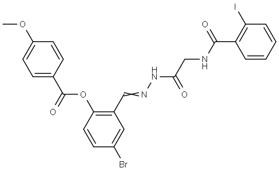 4-BR-2-(2-(((2-IODOBENZOYL)AMINO)AC)CARBOHYDRAZONOYL)PHENYL 4-METHOXYBENZOATE Struktur