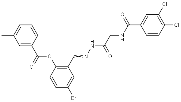 4-BR-2-(2-(((3,4-DICHLOROBENZOYL)AMINO)AC)CARBOHYDRAZONOYL)PH 3-METHYLBENZOATE Struktur