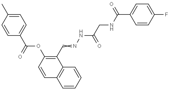 1-(2-(((4-FLUOROBENZOYL)AMINO)AC)CARBOHYDRAZONOYL)-2-NAPHTHYL 4-METHYLBENZOATE Struktur