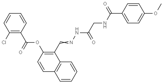 1-(2-(((4-METHOXYBENZOYL)AMINO)AC)CARBOHYDRAZONOYL)-2-NAPHTHYL 2-CHLOROBENZOATE Struktur