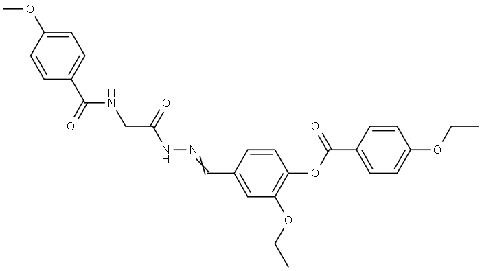 2-ETHOXY-4-(2-(((4-METHOXYBENZOYL)AMINO)AC)CARBOHYDRAZONOYL)PH 4-ETHOXYBENZOATE Struktur