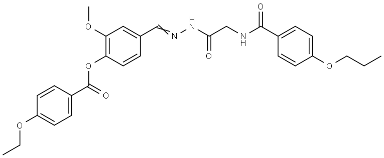 2-MEO-4-(2-(((4-PROPOXYBENZOYL)AMINO)AC)CARBOHYDRAZONOYL)PHENYL 4-ETHOXYBENZOATE Struktur