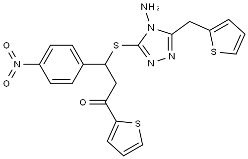 3-[[4-AMINO-5-(2-THIENYLMETHYL)-4H-1,2,4-TRIAZOL-3-YL]SULFANYL]-3-(4-NITROPHENYL)-1-(2-THIENYL)-1-PROPANONE Struktur