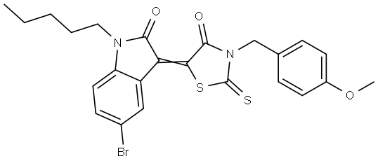 (3Z)-5-BROMO-3-[3-(4-METHOXYBENZYL)-4-OXO-2-THIOXO-1,3-THIAZOLIDIN-5-YLIDENE]-1-PENTYL-1,3-DIHYDRO-2H-INDOL-2-ONE Struktur