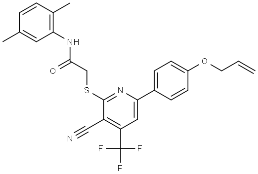 2-{[6-[4-(ALLYLOXY)PHENYL]-3-CYANO-4-(TRIFLUOROMETHYL)-2-PYRIDINYL]SULFANYL}-N-(2,5-DIMETHYLPHENYL)ACETAMIDE Struktur