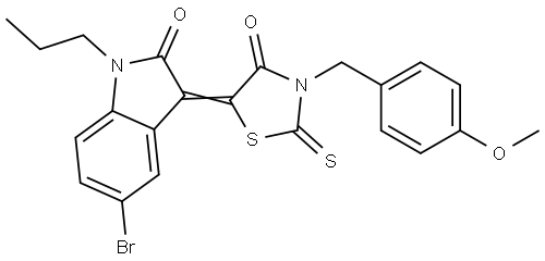 (3Z)-5-BROMO-3-[3-(4-METHOXYBENZYL)-4-OXO-2-THIOXO-1,3-THIAZOLIDIN-5-YLIDENE]-1-PROPYL-1,3-DIHYDRO-2H-INDOL-2-ONE Struktur