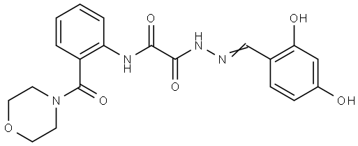 2-[(2E)-2-(2,4-DIHYDROXYBENZYLIDENE)HYDRAZINO]-N-[2-(4-MORPHOLINYLCARBONYL)PHENYL]-2-OXOACETAMIDE Struktur