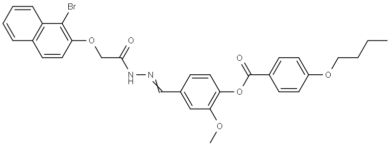 4-(2-(((1-BR-2-NAPHTHYL)OXY)AC)CARBOHYDRAZONOYL)-2-MEO-PHENYL 4-BUTOXYBENZOATE Struktur