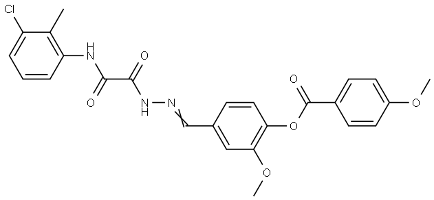 4-((((3-CL-2-ME-ANILINO)(OXO)AC)HYDRAZONO)ME)-2-METHOXYPHENYL 4-METHOXYBENZOATE Struktur