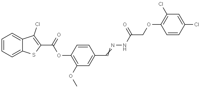 4-((E)-{[(2,4-DICHLOROPHENOXY)ACETYL]HYDRAZONO}METHYL)-2-METHOXYPHENYL 3-CHLORO-1-BENZOTHIOPHENE-2-CARBOXYLATE Struktur