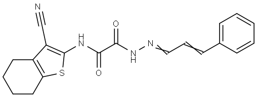 N-(3-CYANO-4,5,6,7-TETRAHYDRO-1-BENZOTHIEN-2-YL)-2-OXO-2-{(2E)-2-[(2E)-3-PHENYL-2-PROPENYLIDENE]HYDRAZINO}ACETAMIDE Struktur