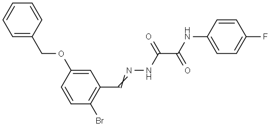 2-(2-(5-(BENZYLOXY)-2-BROMOBENZYLIDENE)HYDRAZINO)-N-(4-F-PHENYL)-2-OXOACETAMIDE Struktur