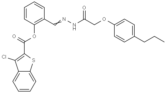 2(2-((4-PROPYLPHENOXY)AC)CARBOHYDRAZONOYL)PH 3-CL-1-BENZOTHIOPHENE-2-CARBOXYLATE Struktur