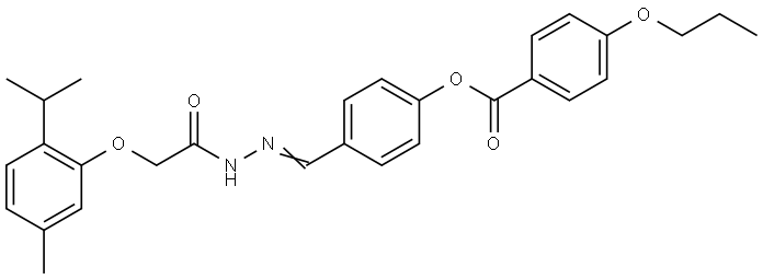 4-((2-(2-(2-ISOPROPYL-5-METHYLPHENOXY)AC)HYDRAZONO)ME)PH 4-PROPOXYBENZOATE Struktur