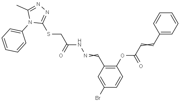 4-BROMO-2-[(E)-({[(5-METHYL-4-PHENYL-4H-1,2,4-TRIAZOL-3-YL)SULFANYL]ACETYL}HYDRAZONO)METHYL]PHENYL (2E)-3-PHENYL-2-PROPENOATE Struktur