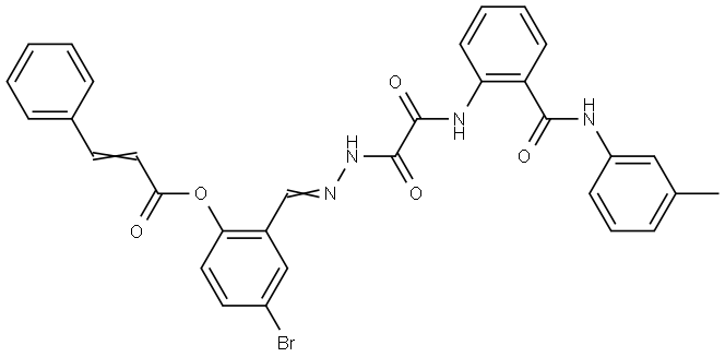 4-BR-2(((OXO(2-(3-TOLUIDINOCARBONYL)ANILINO)AC)HYDRAZONO)ME)PH 3-PH-2-PROPENOATE Struktur