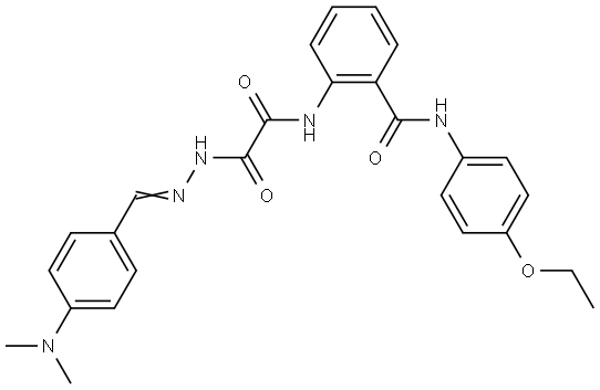 2-{[{(2E)-2-[4-(DIMETHYLAMINO)BENZYLIDENE]HYDRAZINO}(OXO)ACETYL]AMINO}-N-(4-ETHOXYPHENYL)BENZAMIDE Struktur