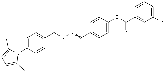 4-(2-(4-(2,5-DI-ME-1H-PYRROL-1-YL)BENZOYL)CARBOHYDRAZONOYL)PHENYL 3-BR-BENZOATE Struktur