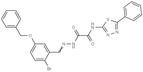 2-{(2E)-2-[5-(BENZYLOXY)-2-BROMOBENZYLIDENE]HYDRAZINO}-2-OXO-N-(5-PHENYL-1,3,4-THIADIAZOL-2-YL)ACETAMIDE Struktur