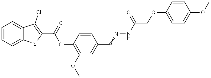 2-METHOXY-4-((E)-{[(4-METHOXYPHENOXY)ACETYL]HYDRAZONO}METHYL)PHENYL 3-CHLORO-1-BENZOTHIOPHENE-2-CARBOXYLATE Struktur