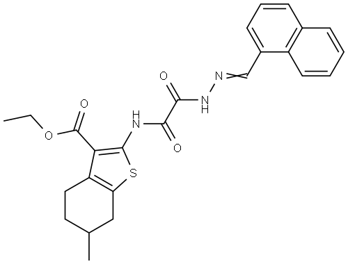 ETHYL 6-METHYL-2-{[[(2E)-2-(1-NAPHTHYLMETHYLENE)HYDRAZINO](OXO)ACETYL]AMINO}-4,5,6,7-TETRAHYDRO-1-BENZOTHIOPHENE-3-CARBOXYLATE Struktur