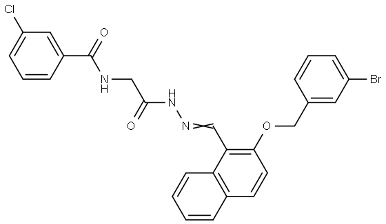 N-{2-[(2E)-2-({2-[(3-BROMOBENZYL)OXY]-1-NAPHTHYL}METHYLENE)HYDRAZINO]-2-OXOETHYL}-3-CHLOROBENZAMIDE Struktur