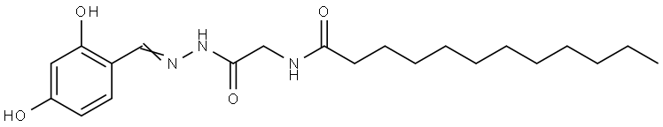 N-(2-(2-(2,4-DIHYDROXYBENZYLIDENE)HYDRAZINO)-2-OXOETHYL)DODECANAMIDE Struktur