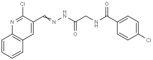 4-CL-N-(2-(2-((2-CHLORO-3-QUINOLINYL)METHYLENE)HYDRAZINO)-2-OXOETHYL)BENZAMIDE Struktur