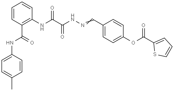 4-[(E)-(2-{2-OXO-2-[2-(4-TOLUIDINOCARBONYL)ANILINO]ACETYL}HYDRAZONO)METHYL]PHENYL 2-THIOPHENECARBOXYLATE Struktur