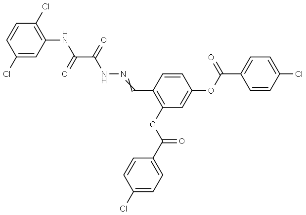 5-[(4-CHLOROBENZOYL)OXY]-2-((E)-{[(2,5-DICHLOROANILINO)(OXO)ACETYL]HYDRAZONO}METHYL)PHENYL 4-CHLOROBENZOATE Struktur