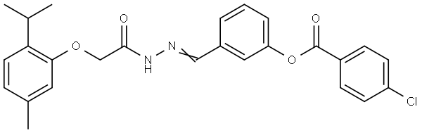 3-(2-((2-ISOPROPYL-5-METHYLPHENOXY)AC)CARBOHYDRAZONOYL)PHENYL 4-CHLOROBENZOATE Struktur