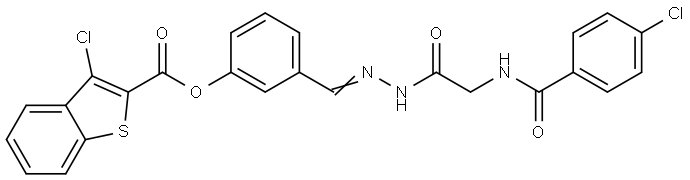 3-[(E)-(2-{2-[(4-CHLOROBENZOYL)AMINO]ACETYL}HYDRAZONO)METHYL]PHENYL 3-CHLORO-1-BENZOTHIOPHENE-2-CARBOXYLATE Struktur