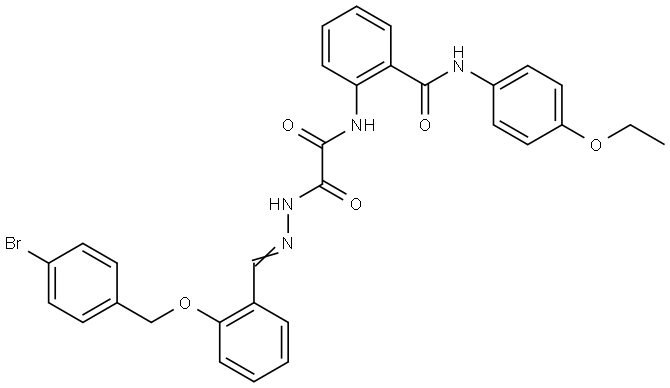 2-{[((2E)-2-{2-[(4-BROMOBENZYL)OXY]BENZYLIDENE}HYDRAZINO)(OXO)ACETYL]AMINO}-N-(4-ETHOXYPHENYL)BENZAMIDE Struktur