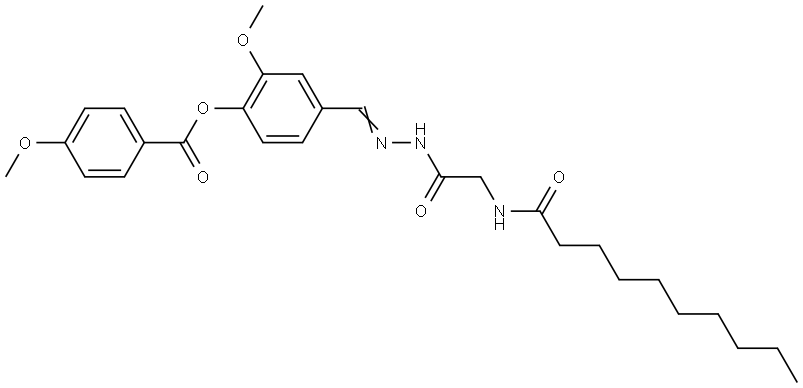 4-((((DECANOYLAMINO)AC)HYDRAZONO)METHYL)-2-METHOXYPHENYL 4-METHOXYBENZOATE Struktur