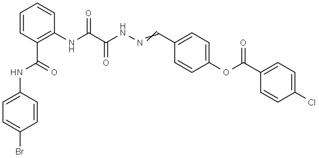 4-{(E)-[2-(2-{2-[(4-BROMOANILINO)CARBONYL]ANILINO}-2-OXOACETYL)HYDRAZONO]METHYL}PHENYL 4-CHLOROBENZOATE Struktur