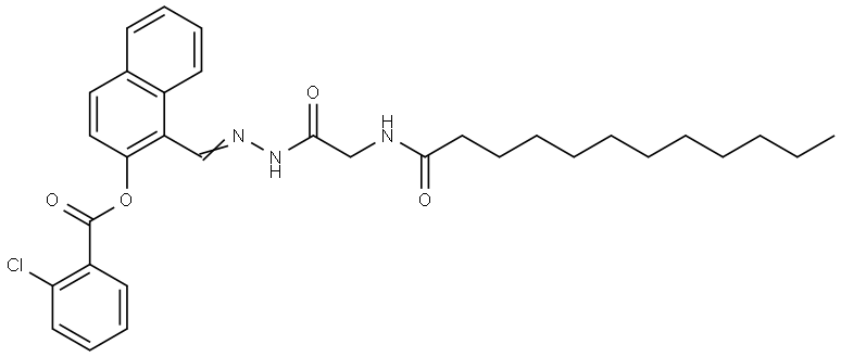 1-(2-((DODECANOYLAMINO)ACETYL)CARBOHYDRAZONOYL)-2-NAPHTHYL 2-CHLOROBENZOATE Struktur