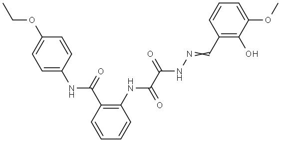 N-(4-ETHOXY-PH)-2-(((2-(2-HO-3-MEO-BENZYLIDENE)HYDRAZINO)(OXO)AC)AMINO)BENZAMIDE Struktur