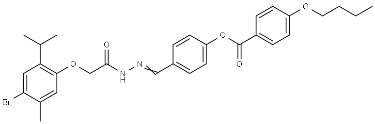 4-(2-((4-BR-2-ISOPROPYL-5-METHYLPHENOXY)AC)CARBOHYDRAZONOYL)PH 4-BUTOXYBENZOATE Struktur