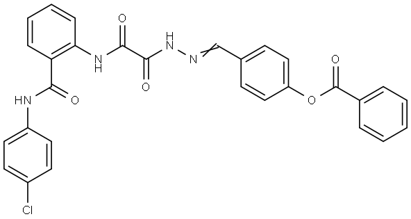 4-((2-(2-(2-((4-CL-ANILINO)CARBONYL)ANILINO)2-OXOACETYL)HYDRAZONO)ME)PH BENZOATE Struktur