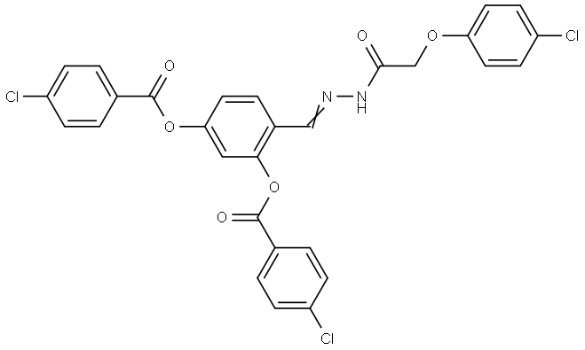 5-((4-CL-BENZOYL)OXY)-2-(2-((4-CL-PHENOXY)AC)CARBOHYDRAZONOYL)PH 4-CL-BENZOATE Struktur