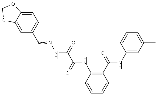 2-{[[(2E)-2-(1,3-BENZODIOXOL-5-YLMETHYLENE)HYDRAZINO](OXO)ACETYL]AMINO}-N-(3-METHYLPHENYL)BENZAMIDE Struktur