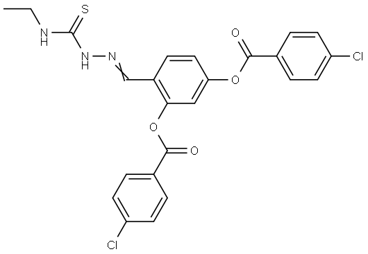 5-[(4-CHLOROBENZOYL)OXY]-2-((E)-{[(ETHYLAMINO)CARBOTHIOYL]HYDRAZONO}METHYL)PHENYL 4-CHLOROBENZOATE Struktur