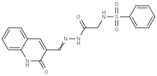 N-(2-OXO-2-{(2E)-2-[(2-OXO-1,2-DIHYDRO-3-QUINOLINYL)METHYLENE]HYDRAZINO}ETHYL)BENZENESULFONAMIDE Struktur