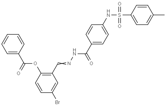 4-BROMO-2-{(E)-[(4-{[(4-METHYLPHENYL)SULFONYL]AMINO}BENZOYL)HYDRAZONO]METHYL}PHENYL BENZOATE Struktur