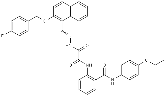 N-(4-ETHOXYPHENYL)-2-{[[(2E)-2-({2-[(4-FLUOROBENZYL)OXY]-1-NAPHTHYL}METHYLENE)HYDRAZINO](OXO)ACETYL]AMINO}BENZAMIDE Struktur