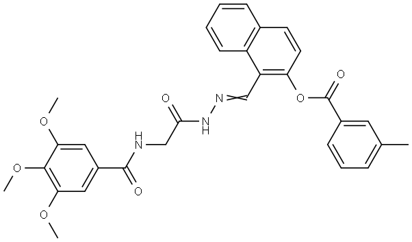 1-[(E)-(2-{2-[(3,4,5-TRIMETHOXYBENZOYL)AMINO]ACETYL}HYDRAZONO)METHYL]-2-NAPHTHYL 3-METHYLBENZOATE Struktur