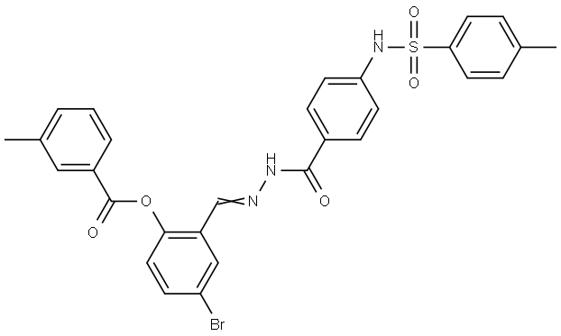 4-BROMO-2-{(E)-[(4-{[(4-METHYLPHENYL)SULFONYL]AMINO}BENZOYL)HYDRAZONO]METHYL}PHENYL 3-METHYLBENZOATE Struktur